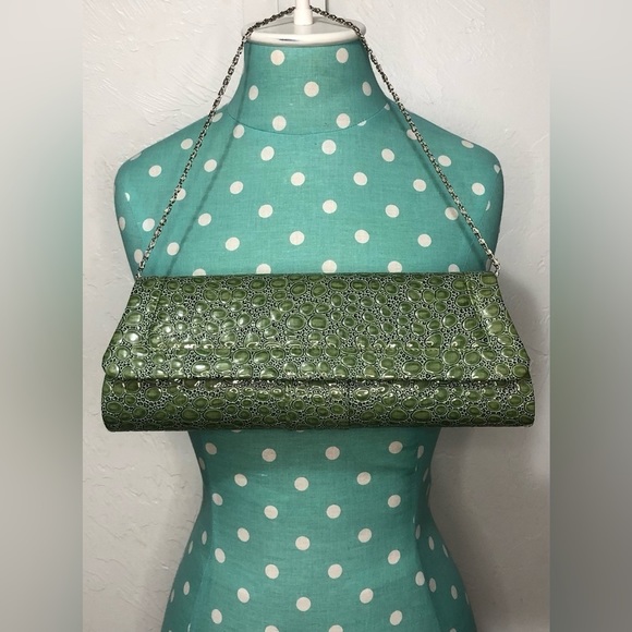 Bijoux Terner Handbags - Bijoux Terner Green Alligator Print Clutch Purse